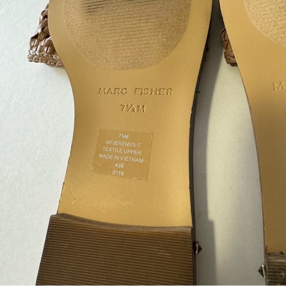 Marc Fisher Nude Jeremy Braided Slide Sandals Studded Minimalist Neutral Sz 7.5 - Picture 6 of 8